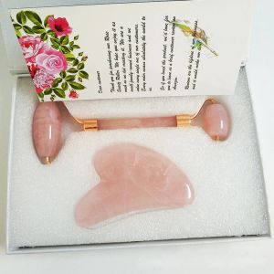 Rolo jade rolo massageador facial elevador mais magro shaper massagem rosa quartzo pedra natural gua sha emagrecimento saúde e beleza ferramenta de cuidados com a pele