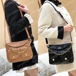 24p Hobo Multi-Pocket Designer Women Shoulder Bag 24cm Leather Diamond Plaid Gold Hardware Metal Luxury Handbag Leather Shoulder Strap Crossbody Bag Underarm Purse