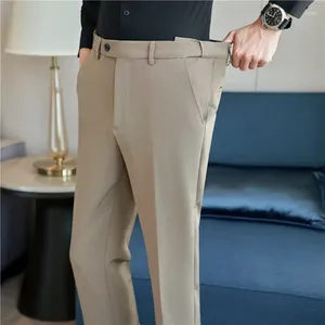 Ternos masculinos refinados, versão coreana, slim-fit, social, roupa formal, calças, alta qualidade, estiramento invisível, slim para homens