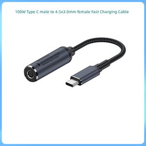 100w tipo c macho para 4.5x3.0mm fêmea cabo de carregamento rápido conversor usb c pd para carregador de laptop celular