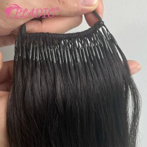 Extensions 0.8g/Pcs Twins Itip Thread Hair Extensions Straight Brazilian Keratin Natural Fusion Remy Human Hair Extension 1226inch