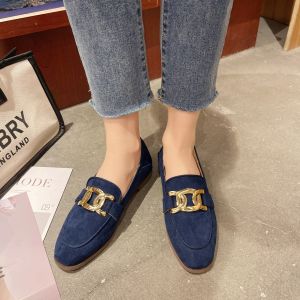 Loafers Women's Shoes Navy Color Casual Loafers for Women 2021 Pumpar Designer Shoes Flat Shoes Suede Comfort Daily Footwear Storlek 3340