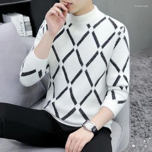 Men's Sweaters Zongke Argyle Pullover Winter Sweater Knitted Mens Clothes Korean 2024 Knit Round Collar Clothing Man Pullovers