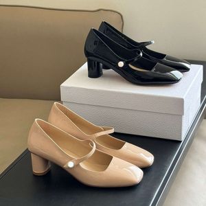 2024 Frühling Herbst Neue Mary Jane High Heels Modische, lässige, vielseitige, schlanke und bequeme Einzelschuhe aus echtem Leder für Damen