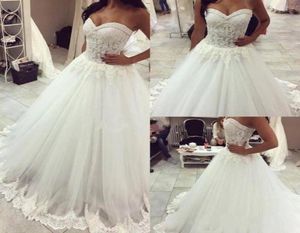 2019 elegante branco sexy querida strapless aline vestidos de casamento contas rendas apliques vestidos de noiva princesa plus size vestidos 8565243