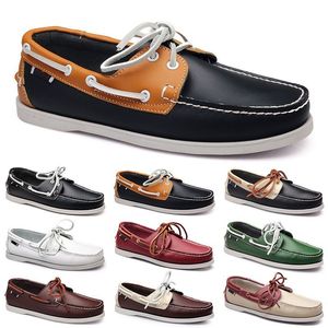 Sapatos casuais masculinos preto lazer prata taupe dlives marrom cinza vermelho verde andando baixo macio multis couro masculino tênis ao ar livre formadores sapatos de barco respirável bb024