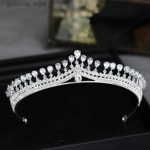 Tiaras Wedding Tiara Silver Color Zircon Princess Crown Bridal Headpiece Rhinestone Women Dress Hair Jewelry Wedding Hair Accessories Y240319