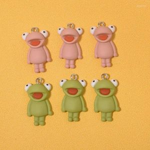 Charms 10/20pcs Green Pink Frog Resin Cartoon Animal Earring Keychain Pendant DIY Cute Jewelry Make