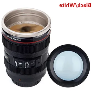 Bicchieri Creativo Portatile 400ml Obiettivo Della Fotocamera Tazza Bicchiere In Acciaio Inox Boccetta Da Viaggio Latte Caffè Regalo Della Novità Con Coperchi