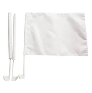 Pure White Blank car flag 30x45cm Polyester Printing Car Window Decoration Flag With 43CM Plastic pole 9226440