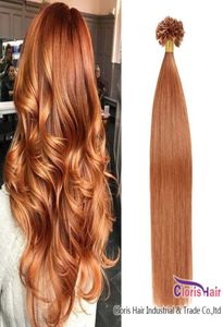 30 Medium Auburn Micro Link Hair Extensions 100 Remy Human Hair U Tip prosta keratyna fuzja wstępnie połączone włosy 05gs 100 pasm 6040160