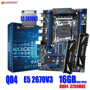 Huananzhi QD4 X99コンボキット付きマザーボードセットXeon LGA2011-3 E5 2670 V3 16GB 3200MHz 2*8GB DDR4デスクトップメモリ​​NVME USB 3.0 240314