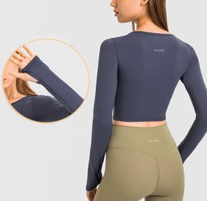 Nya produkter för höst- och vintersträcka Slim Yoga Outfits Topps Skinvänlig naken Feeling Net Red Solid Color Longsleved TSH2972225