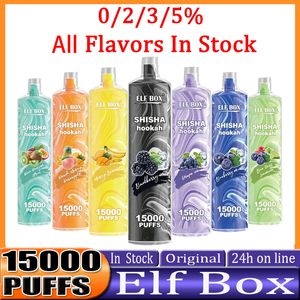 Original Elf Box 15000 Puff Disposable Vapes Pen Puff 15000 E Cigarett 0% 2% 3% 5% förångar laddning av mesh spolvape penna puffbar