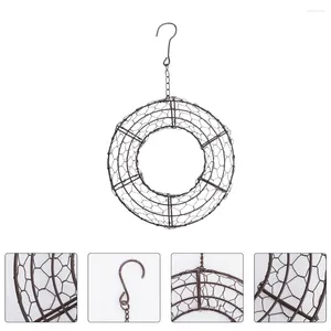 Dekorativa blommor Ringhållare Succulent Iron Flower Pot Wreath Frame Form Hanger Wire Hanging Basket Plant Office