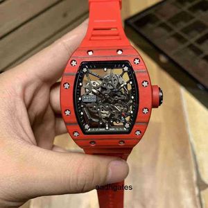 Richa Business Leisure RM035 W pełni automatyczny młyn mechaniczny R Watch Red Carbon Tape Men's Watch