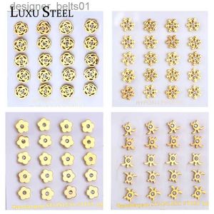 Stud LUXUSTEEL 10 paia di orecchini a bottone Dainty CZ per donna ragazza colore oro acciaio inossidabile piccolo cristallo bling fiore cuore piercing all'orecchioC24319