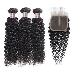 Brazilian Kinky Straight Body Wave 34Bundles With Lace Closure 828quot Human Hair Bundles with Closure9990638