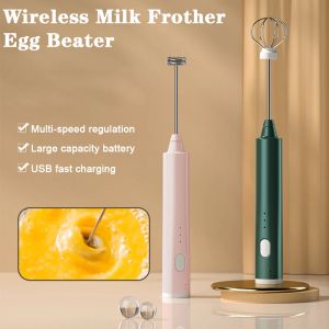 Frothers Electric Milk Frother Foam Maker Handheld Egg Beater 3 Speeds Mixer Coffee Drink Frothing Wand USB Rechargeable Kitchen Tool