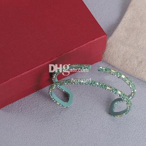 Grüne Strass-Armbänder, Armreifen, Designer-Damen-Charme-Armbänder mit Box-Sets, Geburtstag, Weihnachten, Geschenk