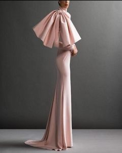 abiye gece elbisesi Long Dress Evening Vestidos Para Festa Elegant Pink Formal Dresses Full Sleeves Mermaid Pageant Gown Prom Dres8871777