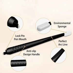 Guns 10pcs Professional Permanent Makeup Black disposable microblading pens hand tools 0.18mm 18U pins needles embroidery blades