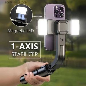 Stabilisatorer trådlösa 1-axel universal joint stabilisator för smartphones fällbar selfie stick stativ för mobil rese skytte anti shake videos q240319