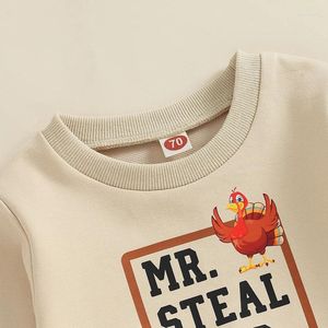 Conjuntos de roupas Bebê Menino Roupa de Ação de Graças Mr Steal Your Turkey Moletom Calças Nascidos Meninos Roupas Criança