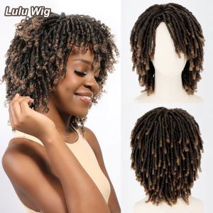 Perucas trançadas perucas para mulheres peruca sintética ombre trançado dreadlock peruca preto marrom vermelho africano faux locs crochê torção cabelo perucas curtas