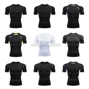 Mäns T-shirts Mens Rash Protection Short Sleeve Compression Shirts Fast Cycling Fitness T-Shirt för att köra träning Underkläder Sportkläder 240327