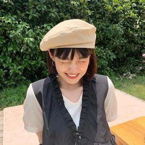 Berets 1 pc ins retro boina cor sólida versátil pintor chapéu menina blogger vestir pogal arte estudantes estilo bonito coreano boné