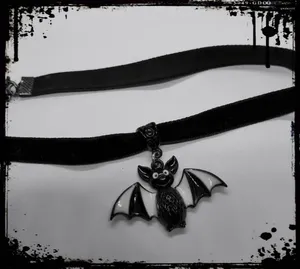 Choker Gothic Fashion Cute Black And White Baby Bat Velvet Collar Pendant Necklace Halloween Gifts For Women