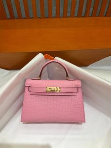 samll size shoulder bag luxury purse brand handbag real matte crocodile leather 19.5 cm fully handmade quality pink black colors fast delivery