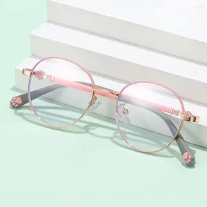 Okulary przeciwsłoneczne dzieci urocze okrągłe okulary przeciwblaskie szklanki chłopcy dziewczynki metalowy kot pazur wzór ramy okular