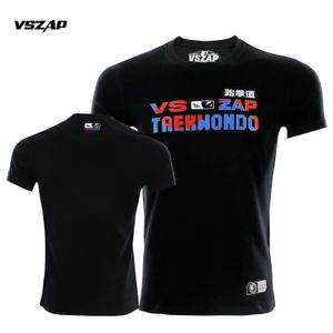 VSZAP Fighting Fitness Top Sports Muay Thai T-shirt stampata a maniche corte, puro cotone Taekwondo Abbigliamento da corsa casual