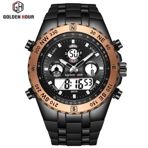 Relij hombre goldenhour Mężczyźni Watch Quarzt Digital Sport Watch Mężczyźni Erkek Kol Saati Fashion Fashion Outdoor Wrist zegarek Luminous Male Clock276k