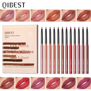 Qi 12pcs/Set Matte Lipstick Lipliner Pen Waterproof Lip Liner Liner Ołówek Makeup Sexy Red Lip Stick Długujący kosmetyk 240315