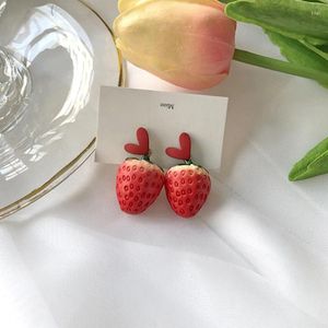 Dangle Earrings 2024 Sweet Japanese And Korean Lovely Girl Heart Strawberry Elegant Temperament White Fruit