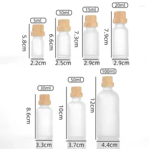 Butelki 5pcs 5-100 ml lampy butelek z butelkami drewna pokrywka pokrywa szklana do niezbędnych słoików pojemników