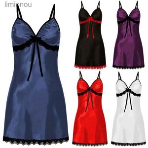 Kvinnors sömnkläder Kvinnor Sexig spets Silk Satin nattklänning ärmlös Nighties V-Neck Nightrown Plus Size Nightwearc24319