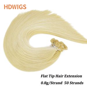 Extensões Extensão da ponta plana Cabelo de cabelo humano reto 100% Cabelo humano 0,8g/pc 50pcs cápsula cápsula ceratina Human Fusion Hair Extension Destaque