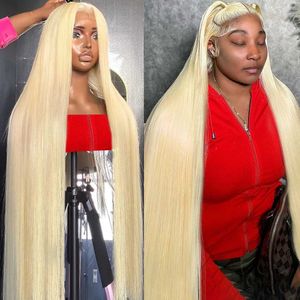 Synthetic Wigs Luvin 613 Honey Blonde Straight 13x4 Hd Transparent Lace Frontal Wig Color 30 32 Inch 13x6 Lace Front Human Hair Wigs For Women 240328 240327