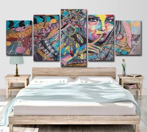 HD-gedruckte 5-teilige Leinwandkunst, Acryl-Stil, Gemälde, Traumfänger, Wandbilder für Wohnzimmer, modern7274740
