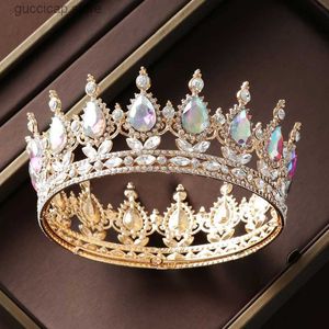 Tiaras Itacazzo Brautkopfbedeckung voller barocker Atmosphäre, edle goldfarbene Damen-Schönheitswettbewerb-Hochzeitskrone Y240319