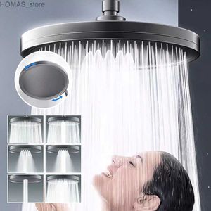 Bathroom Shower Heads New 6-mode large panel high flow rain shower high-pressure shower head pressurized shower head water-saving faucet top Y240319