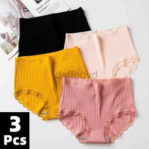 Women's Panties 3 Pcs/lot Womens Underpants Soft Cotton Panties Girls High Waist Briefs Striped Panty Sexy Female Underwear Big Size M-XXL 24323