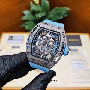 Uhr Luxus Herren Richa Mechanics Herren-Armbanduhr Skeleton-Serie Ghost Luminous Carbon Fiber Upgrade ist mit importiertem Uhrwerk ausgestattet