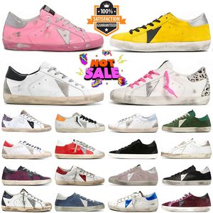 Designer Sneakers Luxurys Loafers Casual Shoes Leather Italy Dirty Old Shoe Brand Pink With Silver Heel Women Men Super-Star Ball Star Trainers with box 35-46