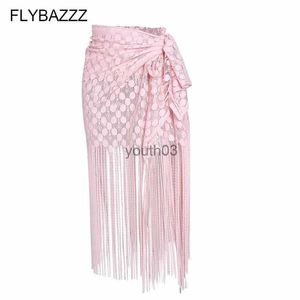 Gonne Skorts Novità 2019 Bikini da donna Cover Up Costumi da bagno Sexy Pizzo Hollow Nappe lunghe Beach Maxi Wrap Gonne Sarong Summer Split Gonna Cover-Ups 240319