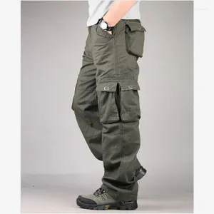 Herrbyxor last mode casual multi fickor militär taktisk outkläder raka slacks långa byxor stor storlek